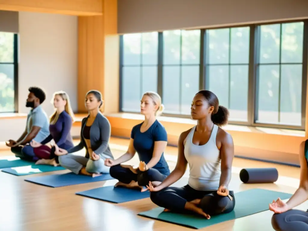 Clase moderna con ejercicios de respiración guiados por instructor