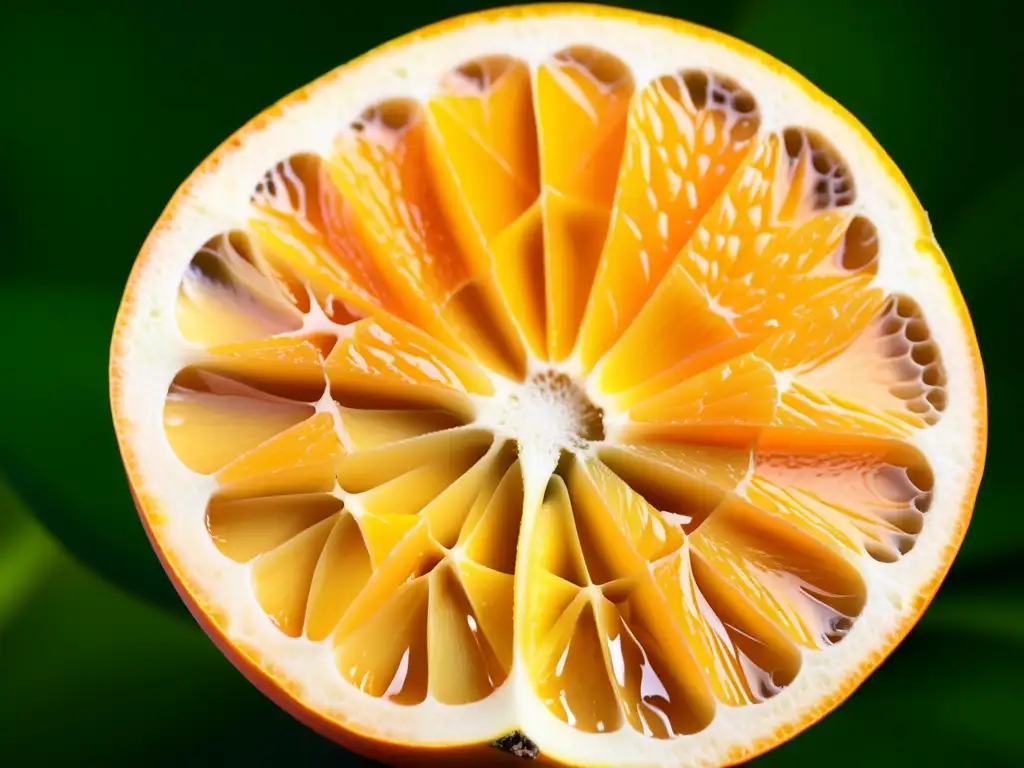 Una deliciosa naranja jugosa siendo cortada, mostrando sus beneficios para la salud respiratoria