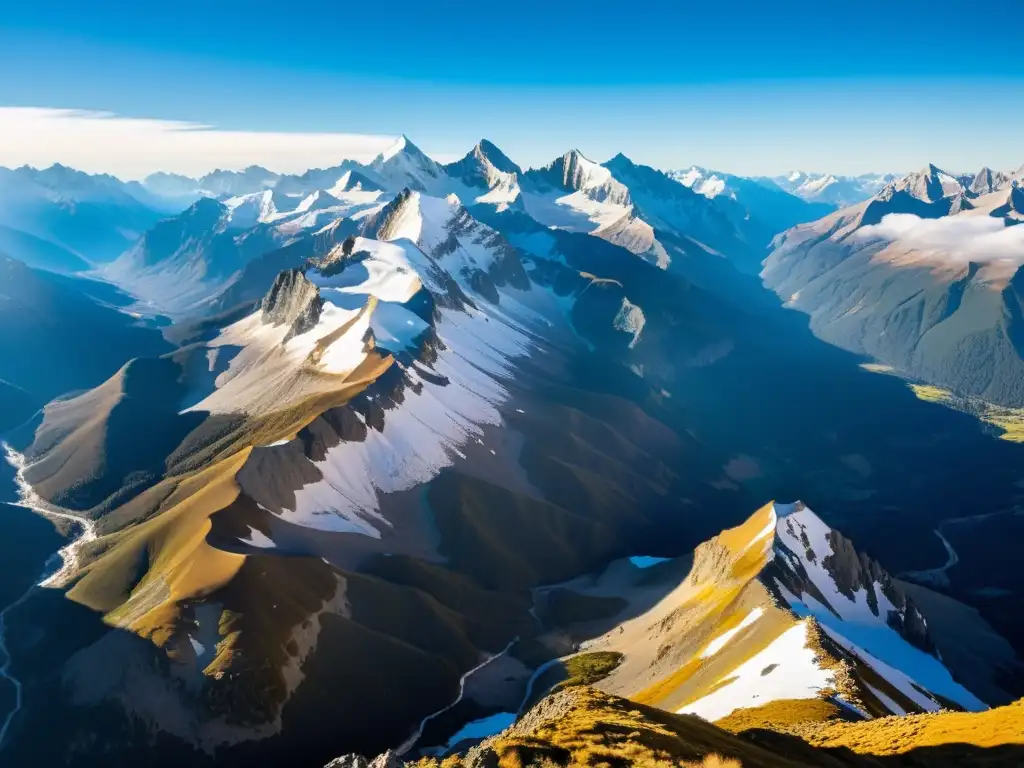 Deslumbrante paisaje de montañas nevadas, sendero hacia altitud