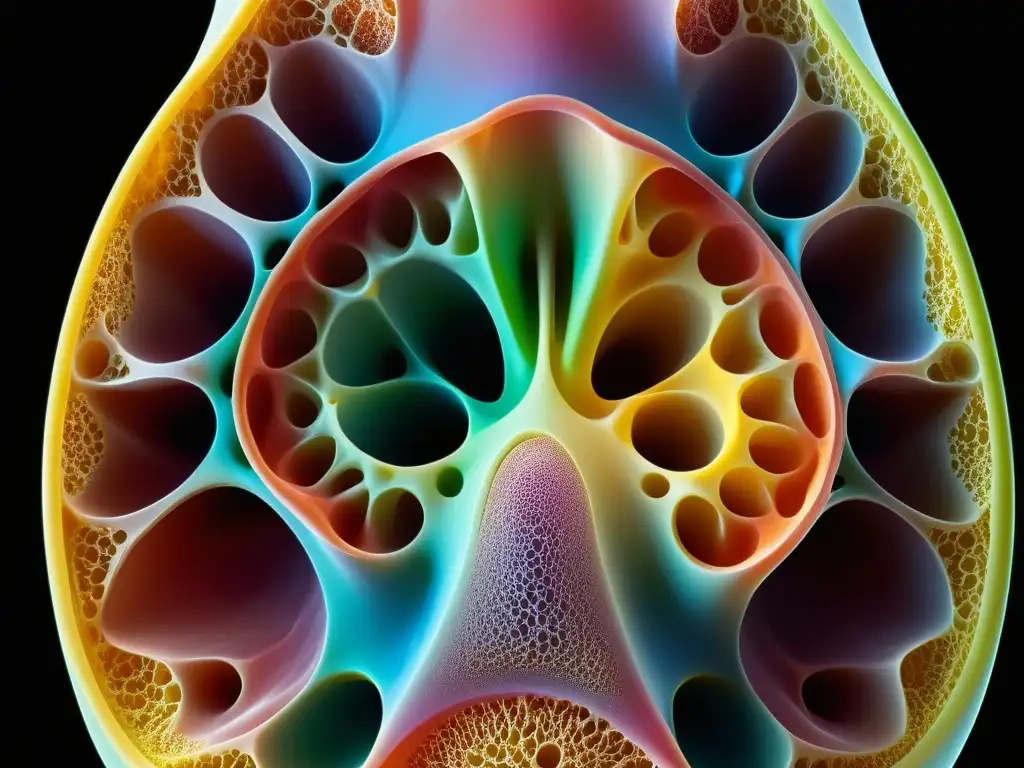 Detallada anatomía nasal afecta respiración y bienestar, con estructuras en alta definición, colores vibrantes y sombras que realzan la complejidad