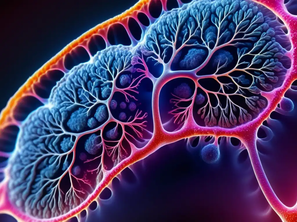 Detallada anatomía pulmonar sana en 8k, mostrando estructuras alveolares y vías respiratorias