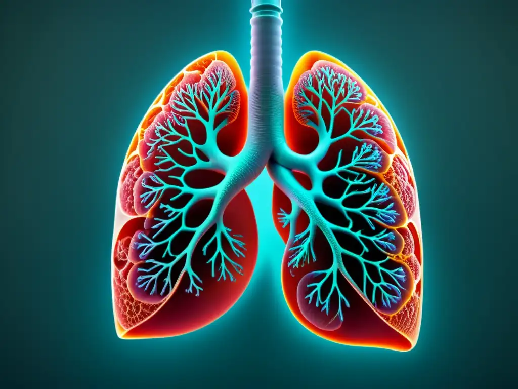 Detallada imagen de los pulmones humanos, resaltando su complejidad y delicadeza