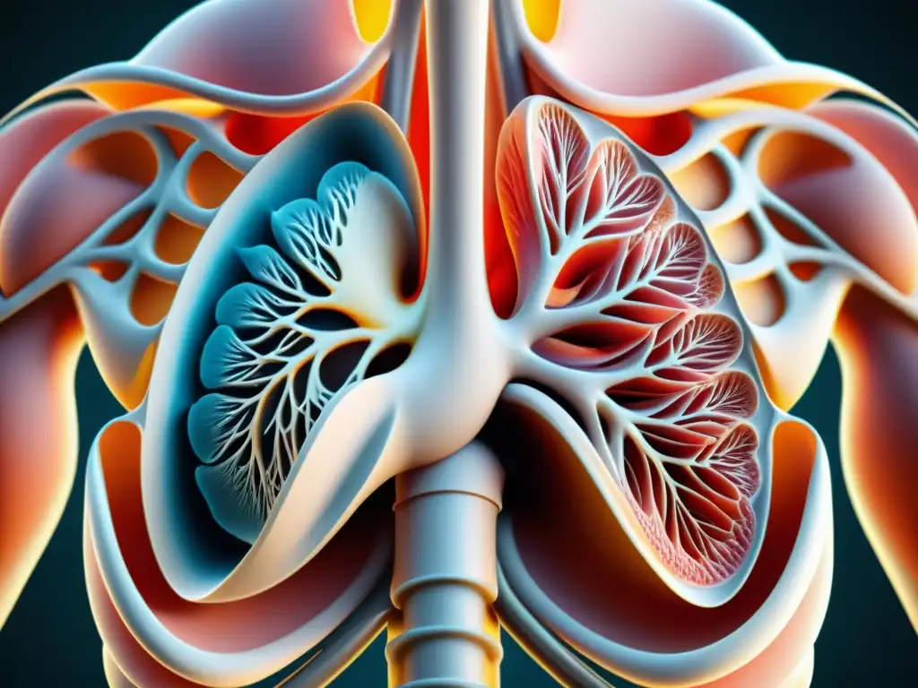 Detalle 8k del músculo diafragma, con estructura anatómica detallada