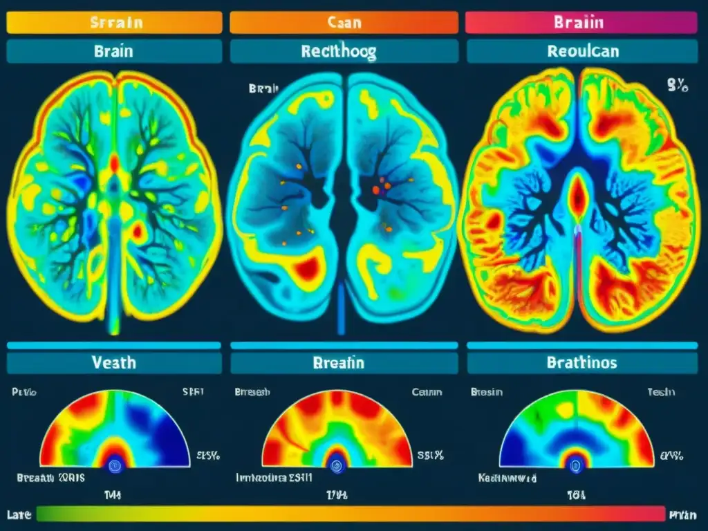 Detalle de escáner cerebral mostrando neurociencia de la respiración con impacto en funciones cognitivas