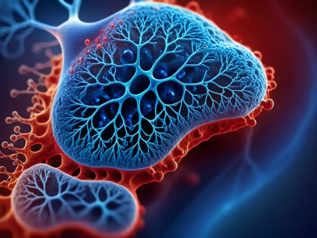 Detalle impresionante del pulmón humano durante ejercicio intenso, mostrando la importancia de la respiración en termorregulación