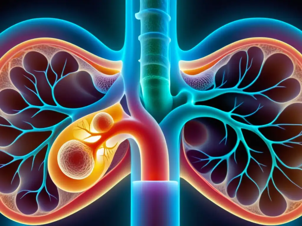 Detalle impresionante de la tráquea y los bronquios resaltando su importancia en el sistema respiratorio