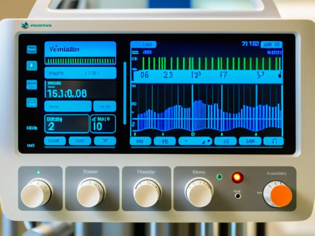 Detalle de un ventilador neonatal en hospital, con tecnología avanzada y precisión para ventilación pulmonar de alta frecuencia en neonatos