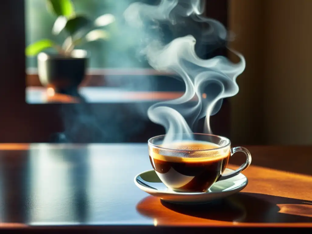 Una escena cautivadora de café y té con efectos en los pulmones, bañada por la luz del sol