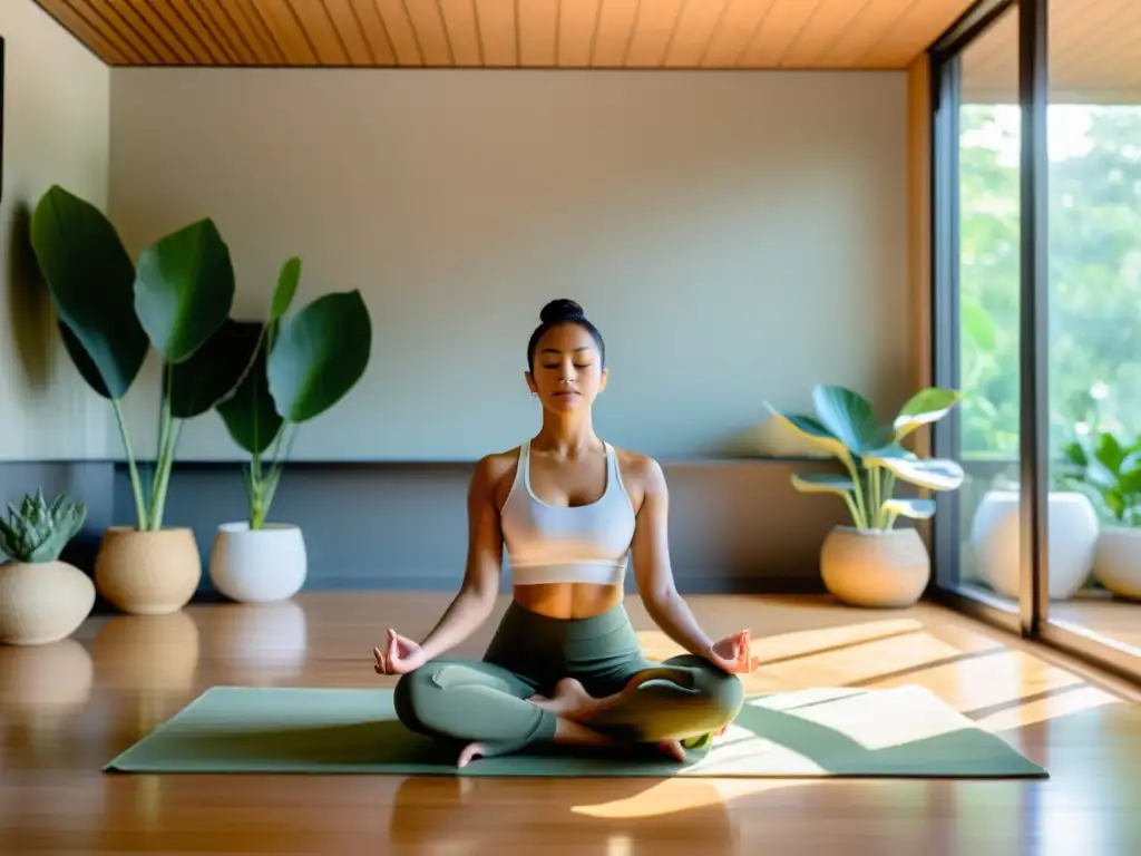 Espacio de meditación moderno y sereno con luz natural