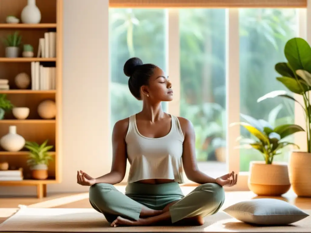 Un espacio sereno, con luz natural, decoración minimalista y plantas