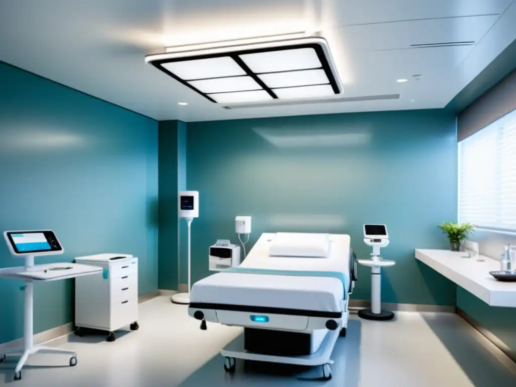 Espaciosa habitación hospitalaria con avanzado sistema de filtración y ventilación para optimización entorno hospitalario salud respiratoria