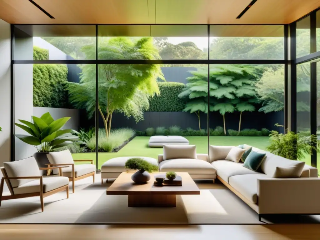 Espacioso salón moderno con decoración minimalista y luz natural, evocando tranquilidad para prevenir alérgenos ambientales respiración