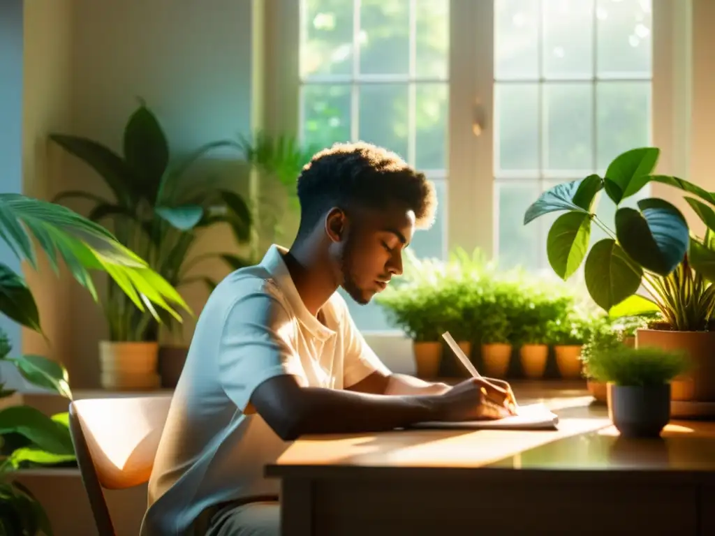 Estudiante disfruta de aire fresco en ambiente de estudio en casa, Importancia de la calidad del aire en estudio en casa