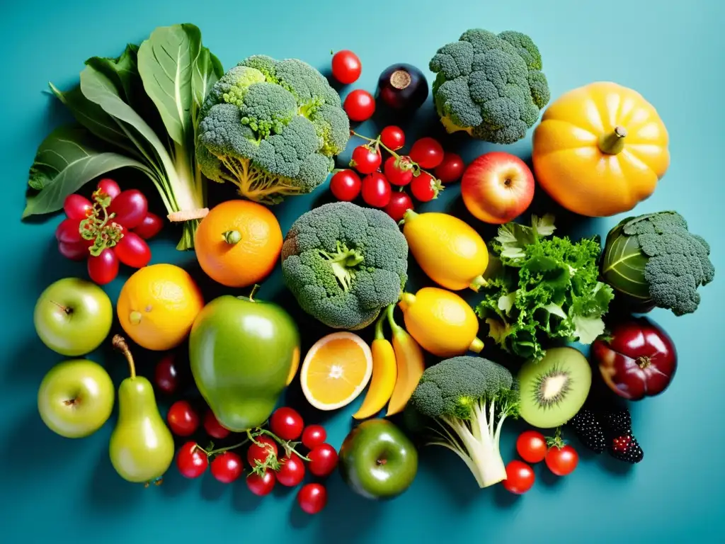 Una exuberante exhibición de frutas y verduras, ricas en nutrientes para un sistema respiratorio saludable