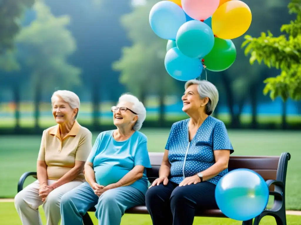 'Grupo de adultos mayores activos realizando ejercicios de respiración al aire libre, con un ambiente de vitalidad y comunidad