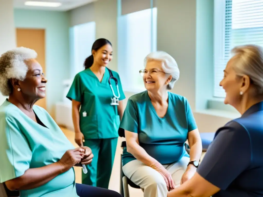 Grupo de ancianos participando en terapia respiratoria para mejorar calidad de vida y apoyar la insuficiencia respiratoria