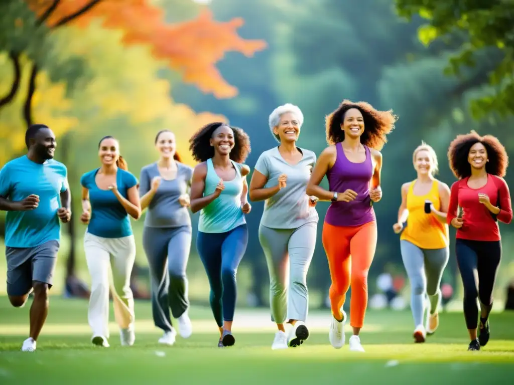 Grupo diverso de pacientes sonrientes con fibrosis pulmonar idiopática disfrutando de actividades al aire libre, reflejando vitalidad y esperanza gracias al tratamiento antifibrótico