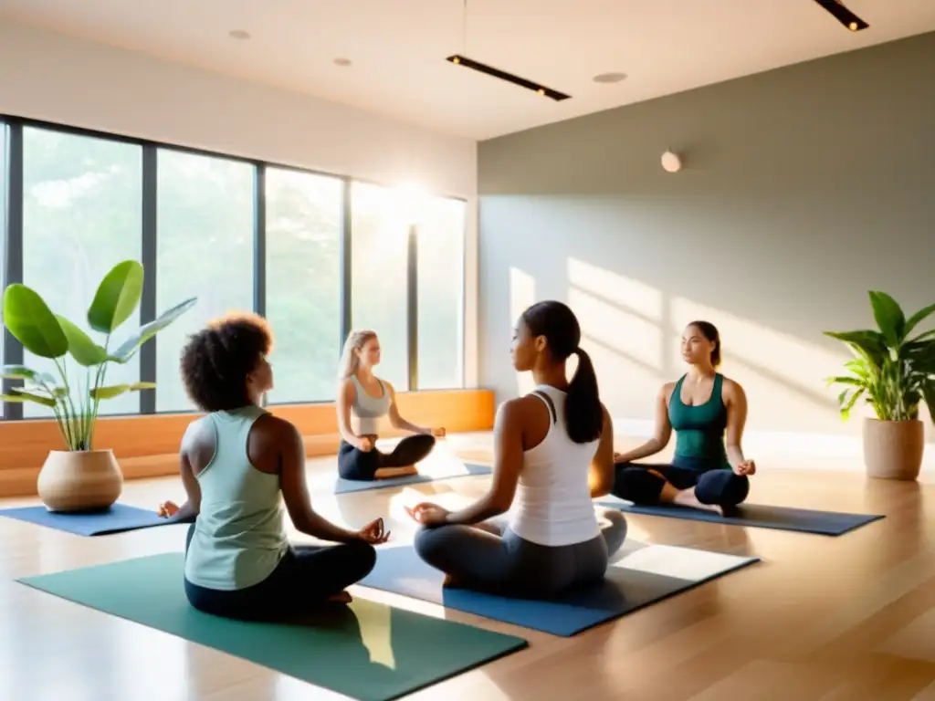 Grupo de estudiantes practicando mindfulness en un aula tranquila con luz natural