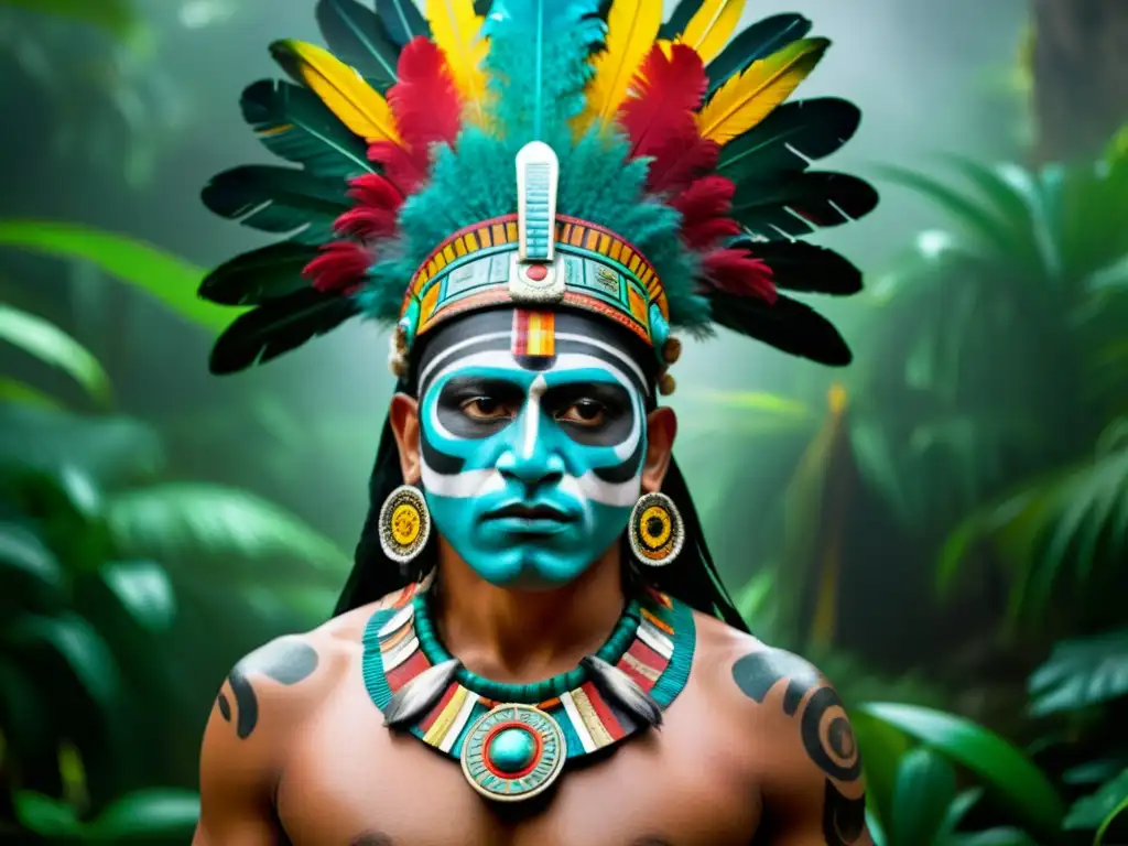 Un guerrero azteca realiza 'El Aliento de los Guerreros Aztecas' en la selva, destacando la conexión espiritual y la intensidad de la técnica