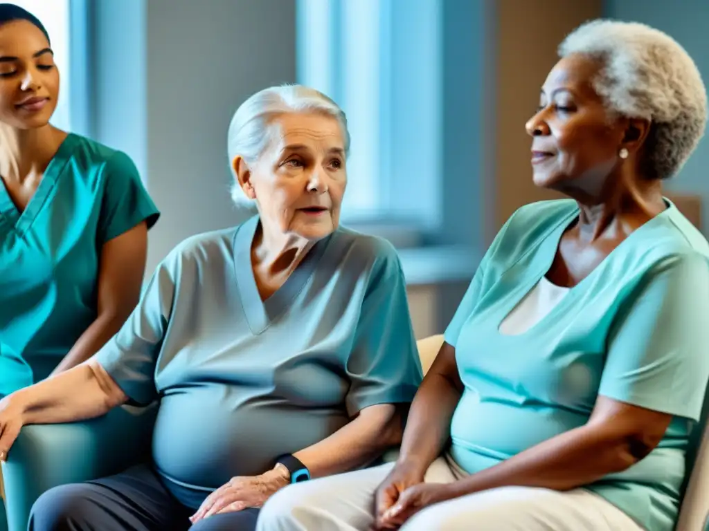 Imagen 8k de ancianos participando en terapia respiratoria para prevenir patologías pulmonares