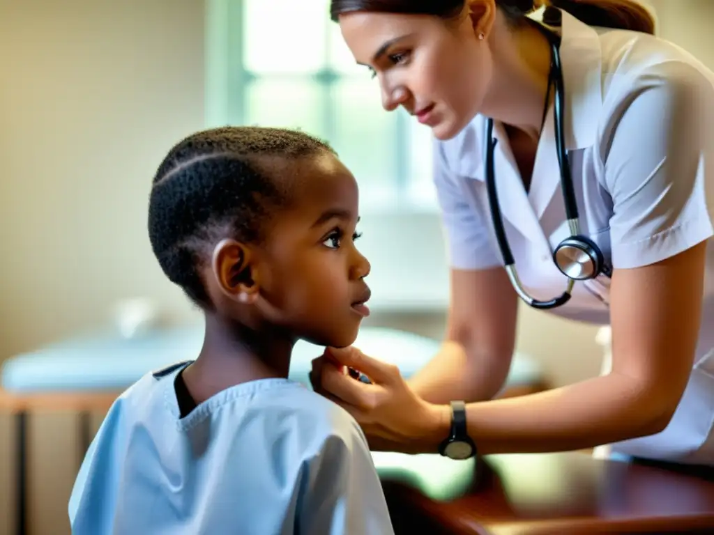 Una imagen cálida y reconfortante de una consulta médica para sibilancias en niños