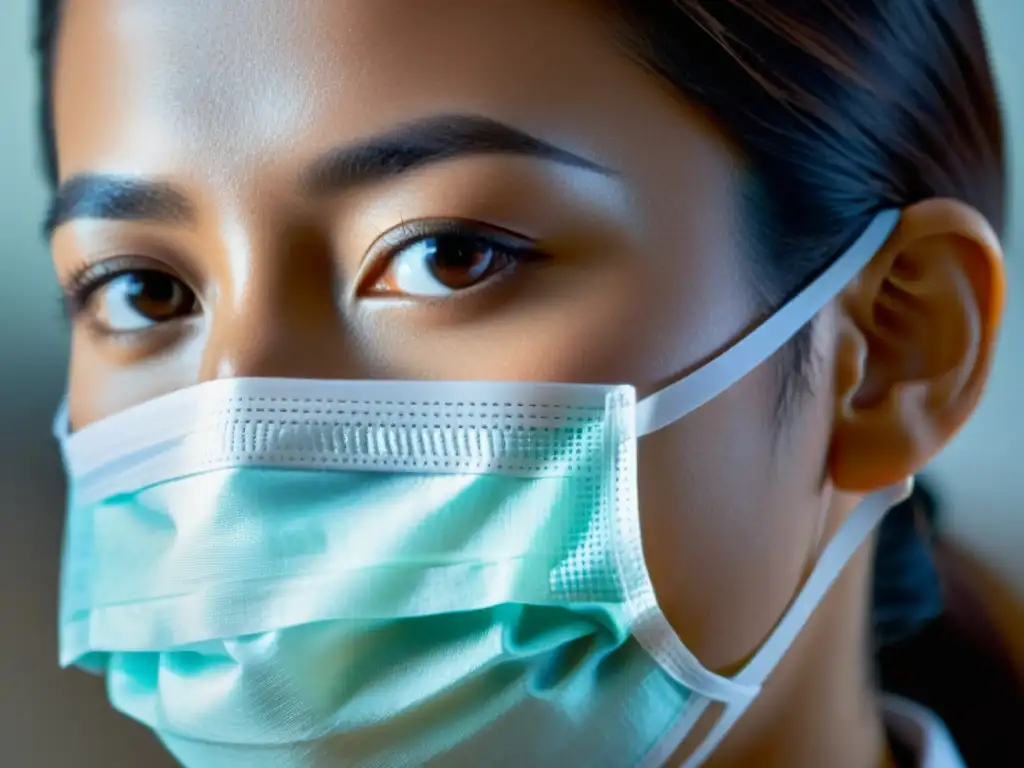Profesional de la salud con mascarilla médica Una imagen detallada de una persona con mascarilla médica, transmitiendo calma y profesionalismo