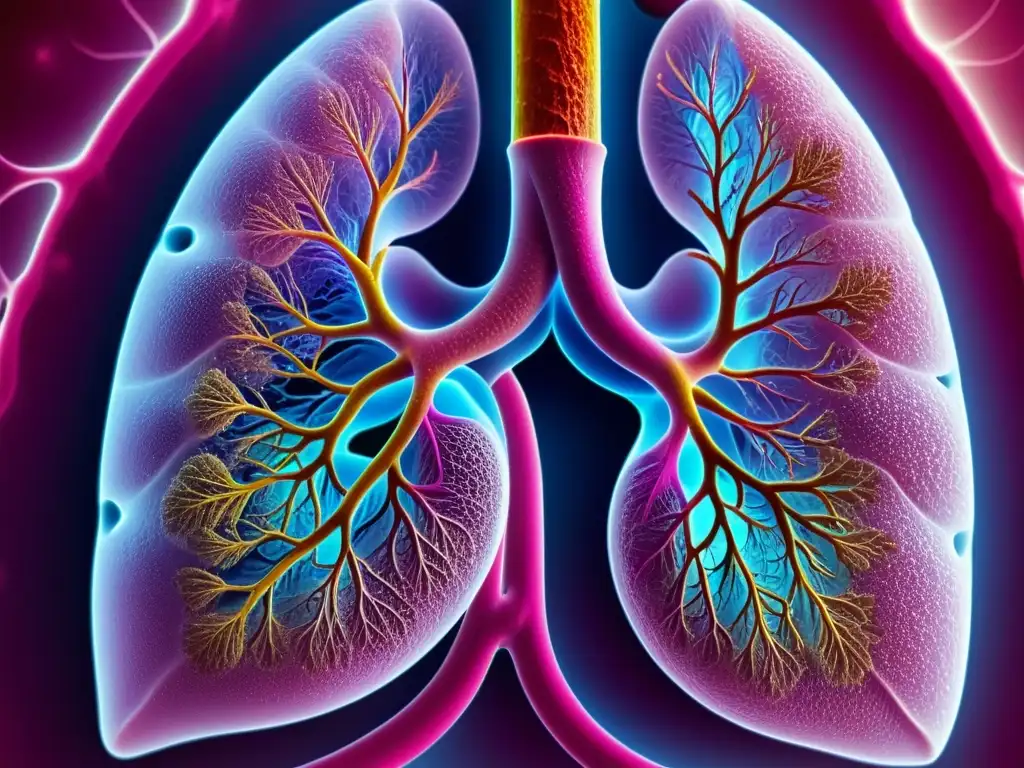 Imagen detallada de pulmones sanos, iluminados con suave luz