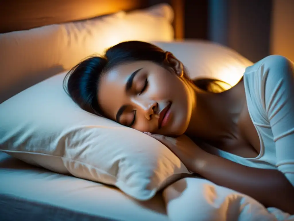 Imagen de una persona descansando en la cama, disfrutando de un sueño reparador y tranquilo, conectando la respiración con el descanso