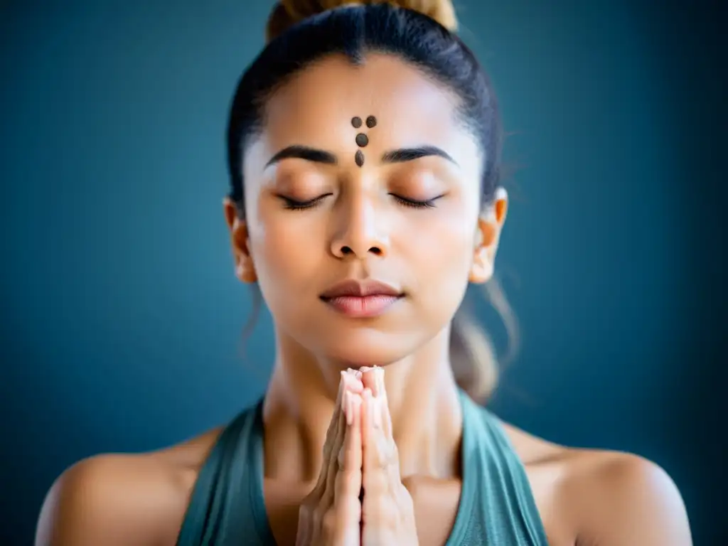 Una imagen de una persona practicando técnicas de pranayama con tranquilidad en un estudio moderno y bien iluminado