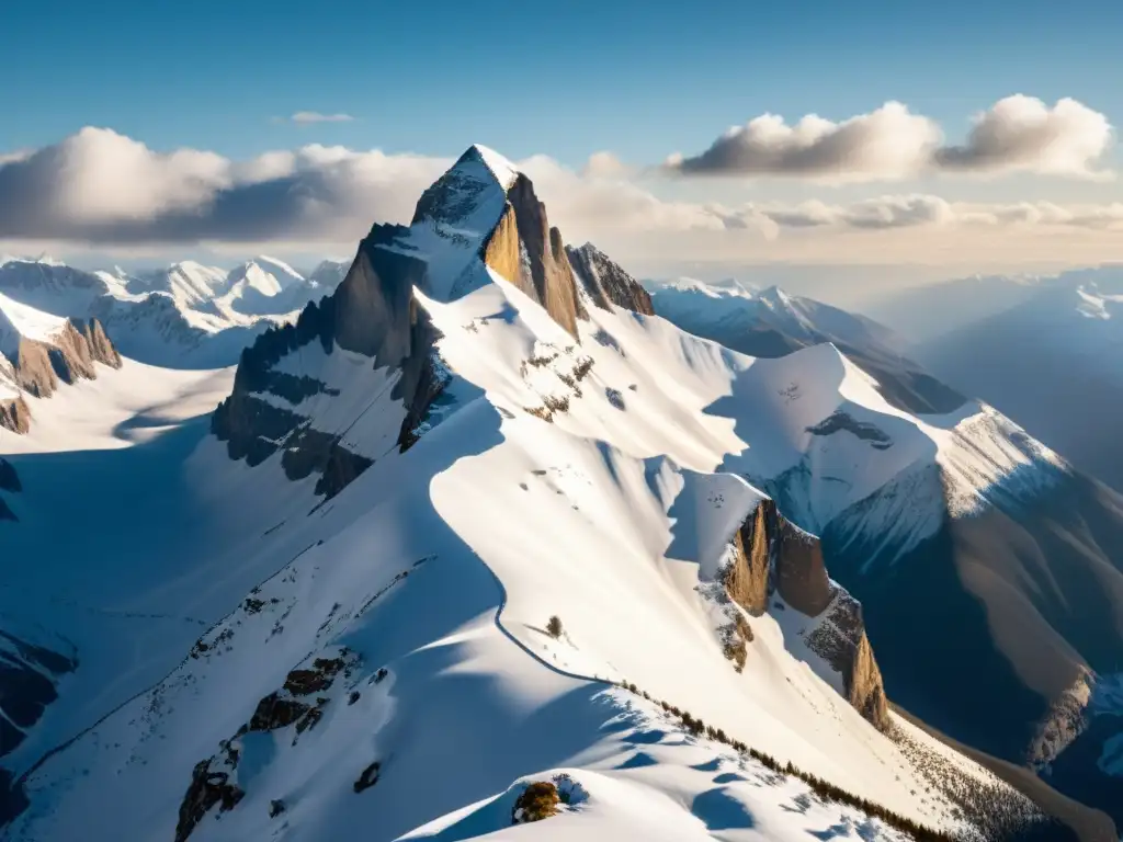 Imponente paisaje de montañas nevadas, con el sol entre las nubes, creando impacto climas extremos función pulmonar