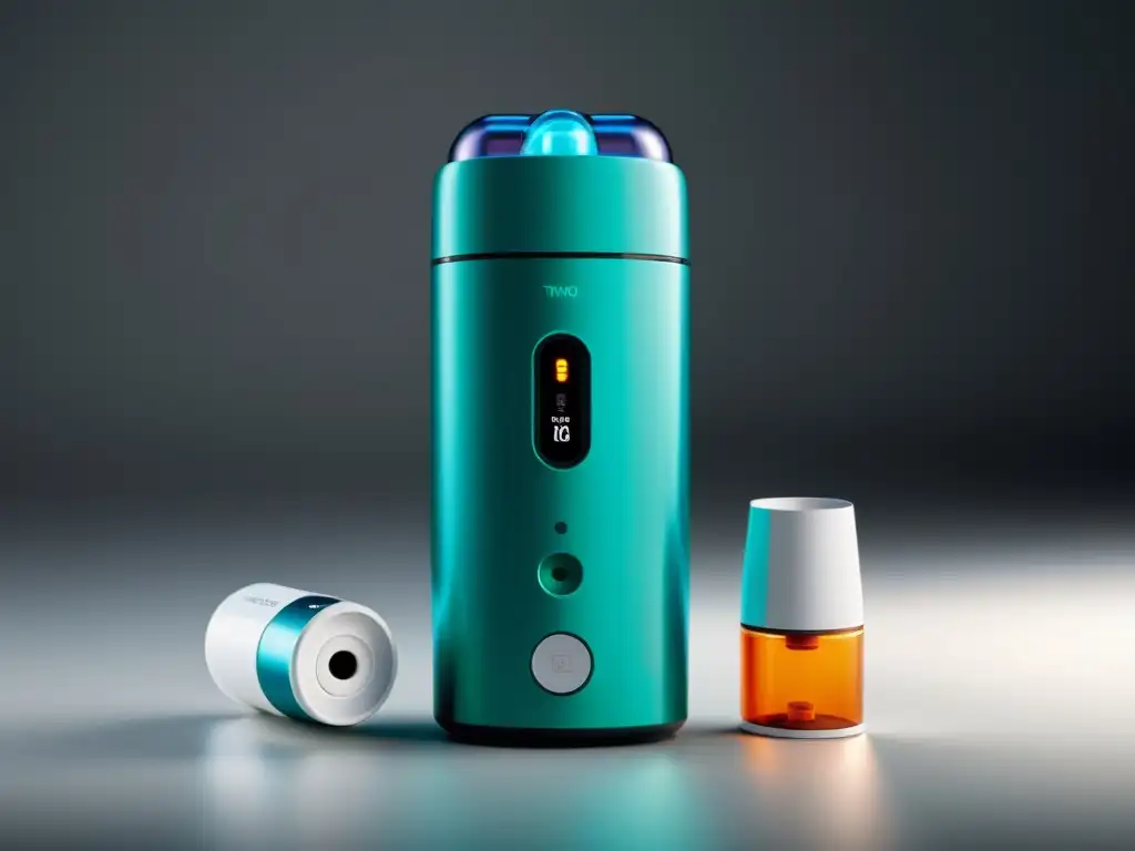 Inhaladores inteligentes para asma: Comparación visual entre inhalador tradicional y moderno, destacando su tecnología y diseño en detalle