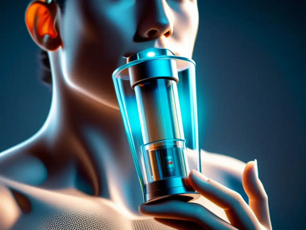 Innovación en inhaladores: tecnología de vanguardia para el tratamiento del asma, revelada en un inhalador moderno de diseño futurista