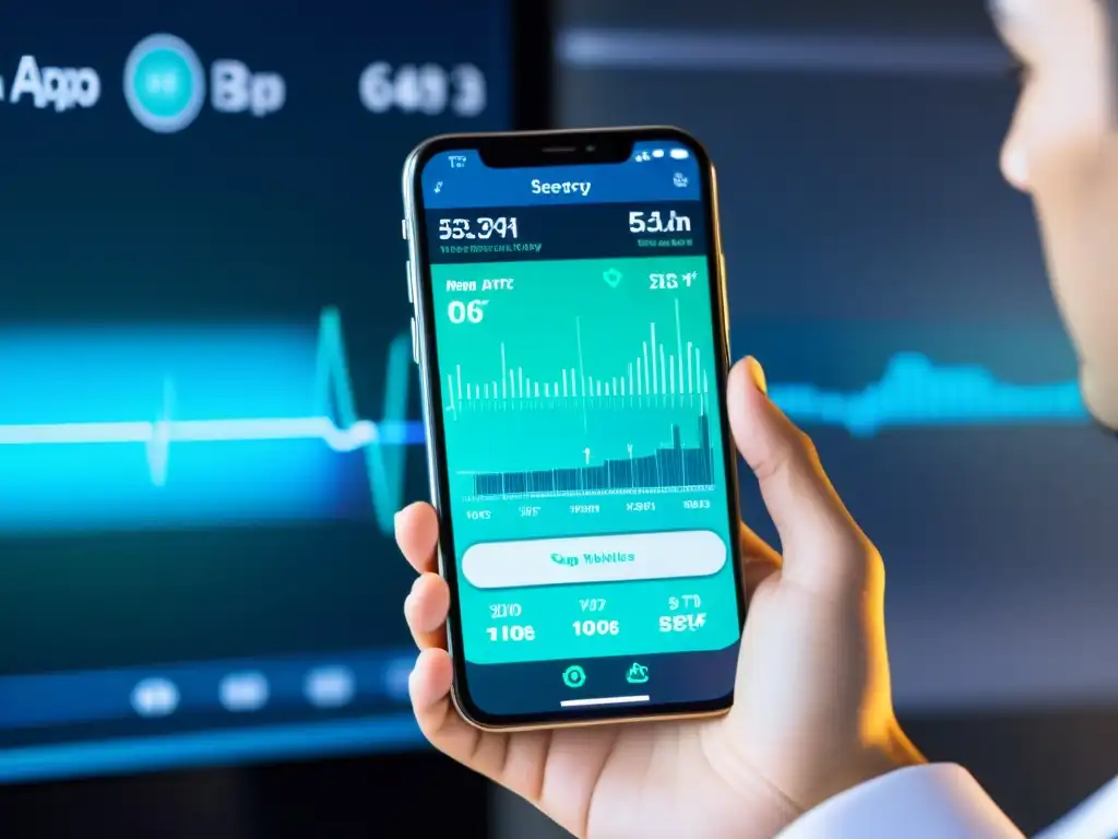 Interfaz de app de salud mostrando medición respiratoria en tiempo real