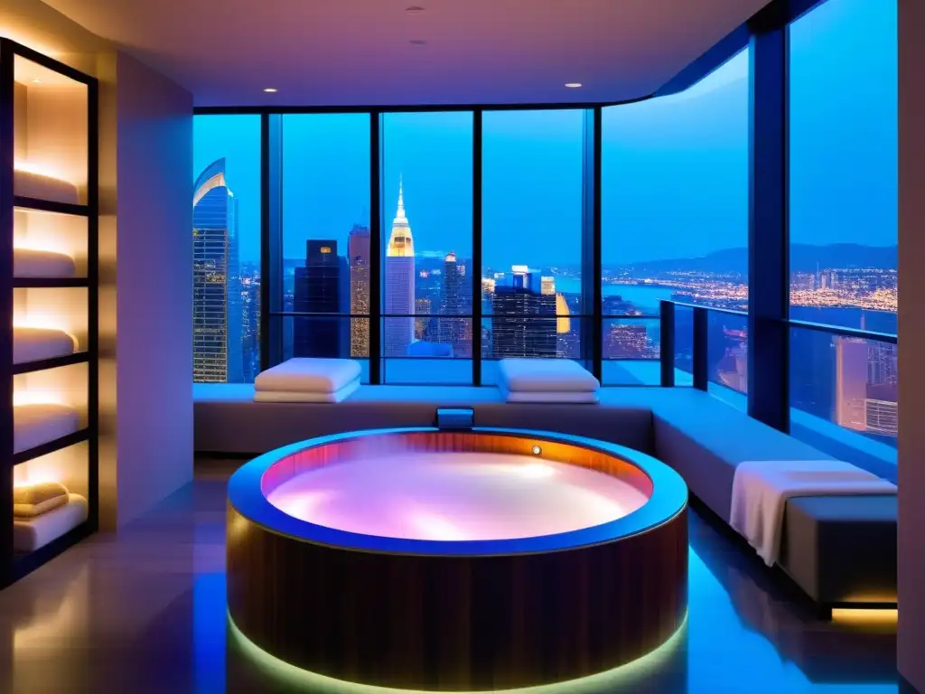 Un lujoso spa urbano con diseño moderno y vistas a la ciudad