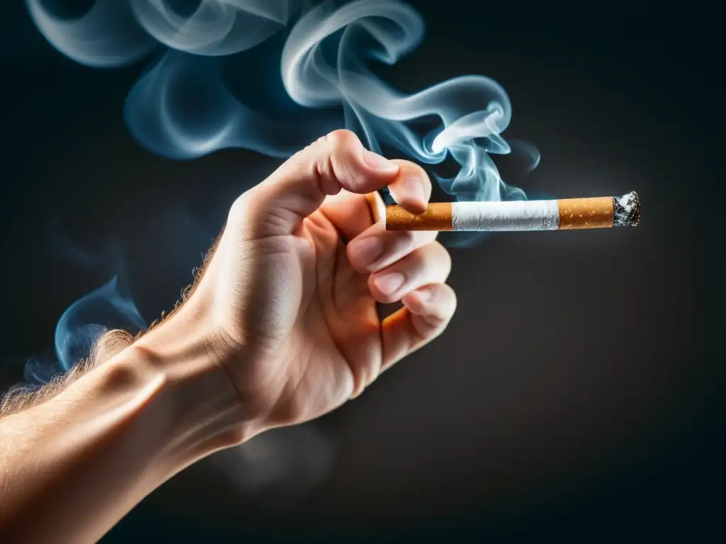 Mano firme aplasta cigarrillo, simbolizando superación de adicción y control de la salud