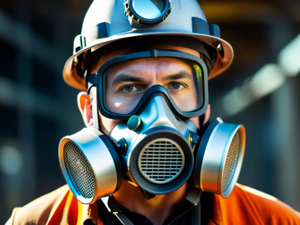 Un minero con respirador avanzado en dramática iluminación