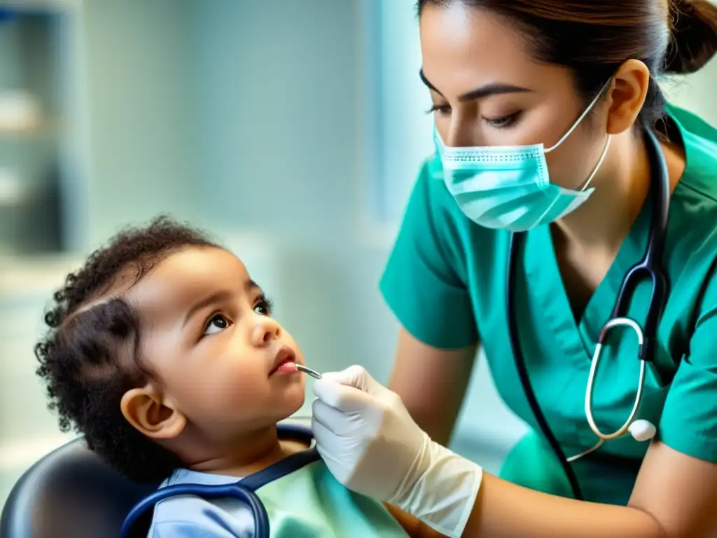 Un niño recibe un chequeo médico con un estetoscopio