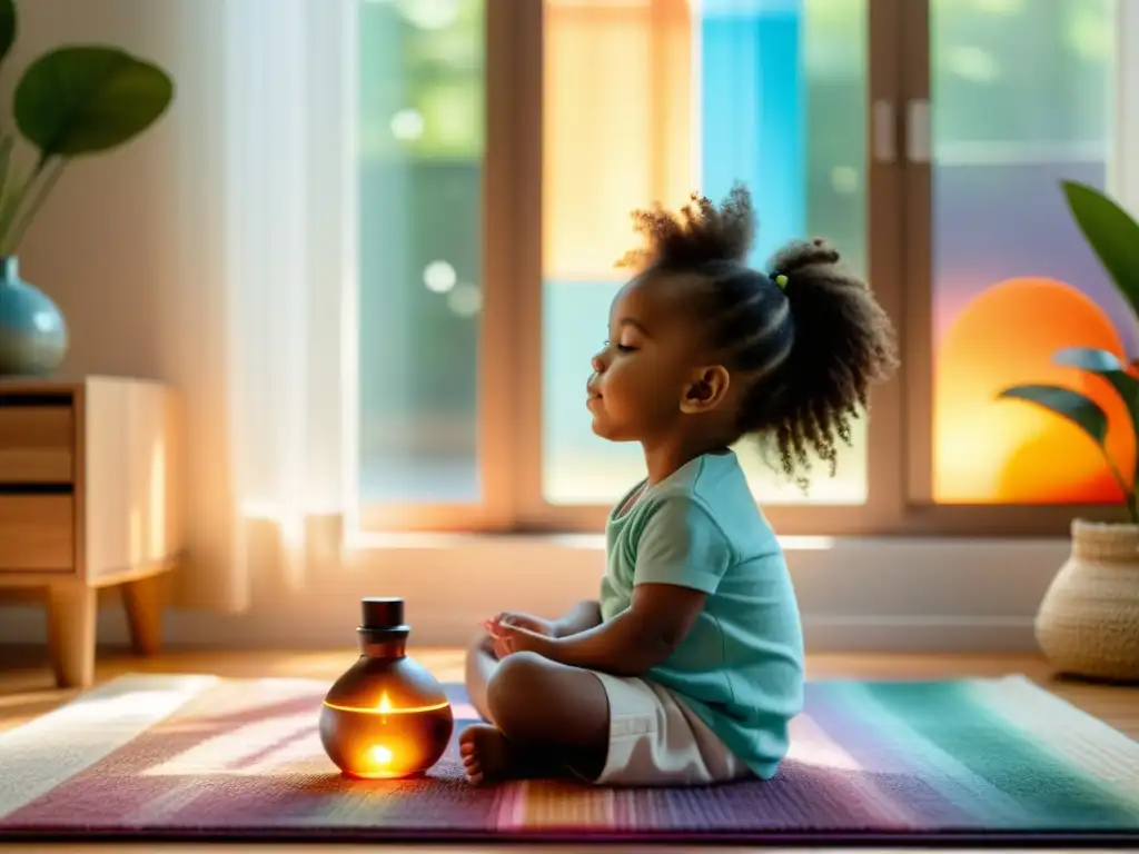 Niño en habitación tranquila practicando respiración segura para mejorar concentración