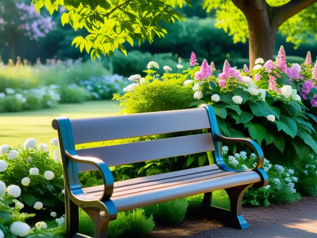 Un niño disfruta del parque rodeado de flores, usando un inhalador con calma