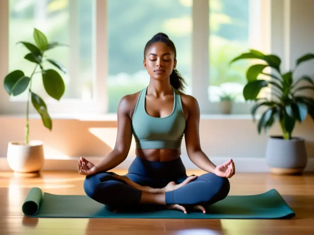 Niño en meditación: calma y concentración Niño en postura de yoga, concentrado y tranquilo, practicando respiración para controlar TDAH en niños