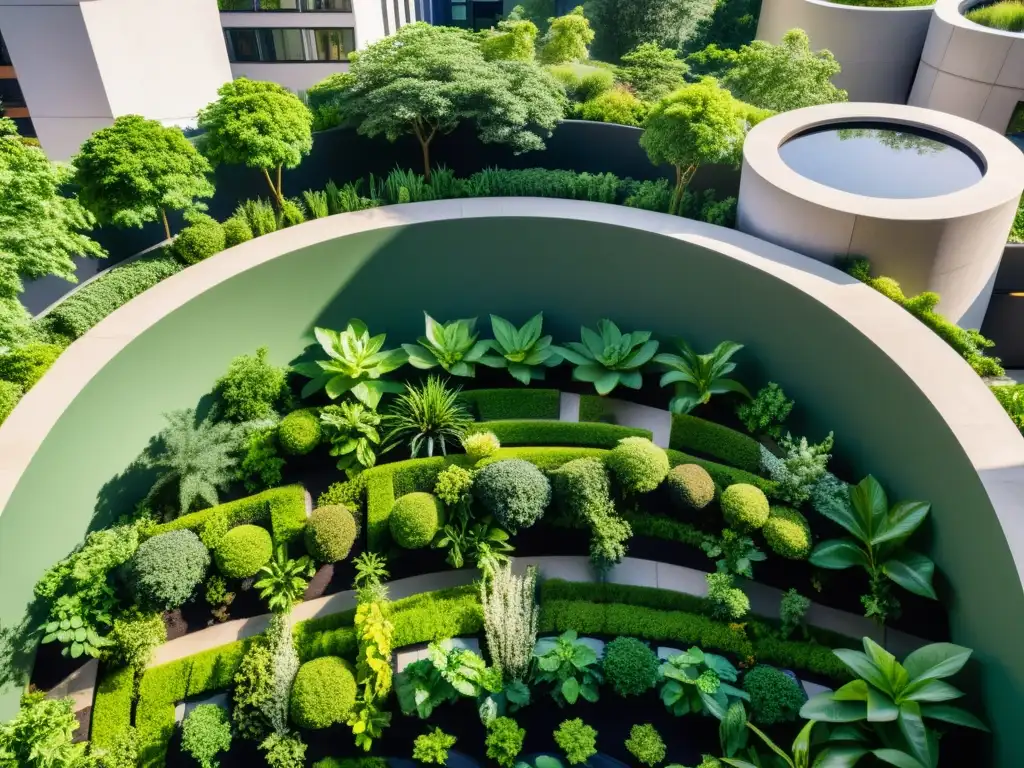 Un oasis verde en la ciudad: azotea con plantas exuberantes y diseño moderno, beneficios respiración azoteas verdes