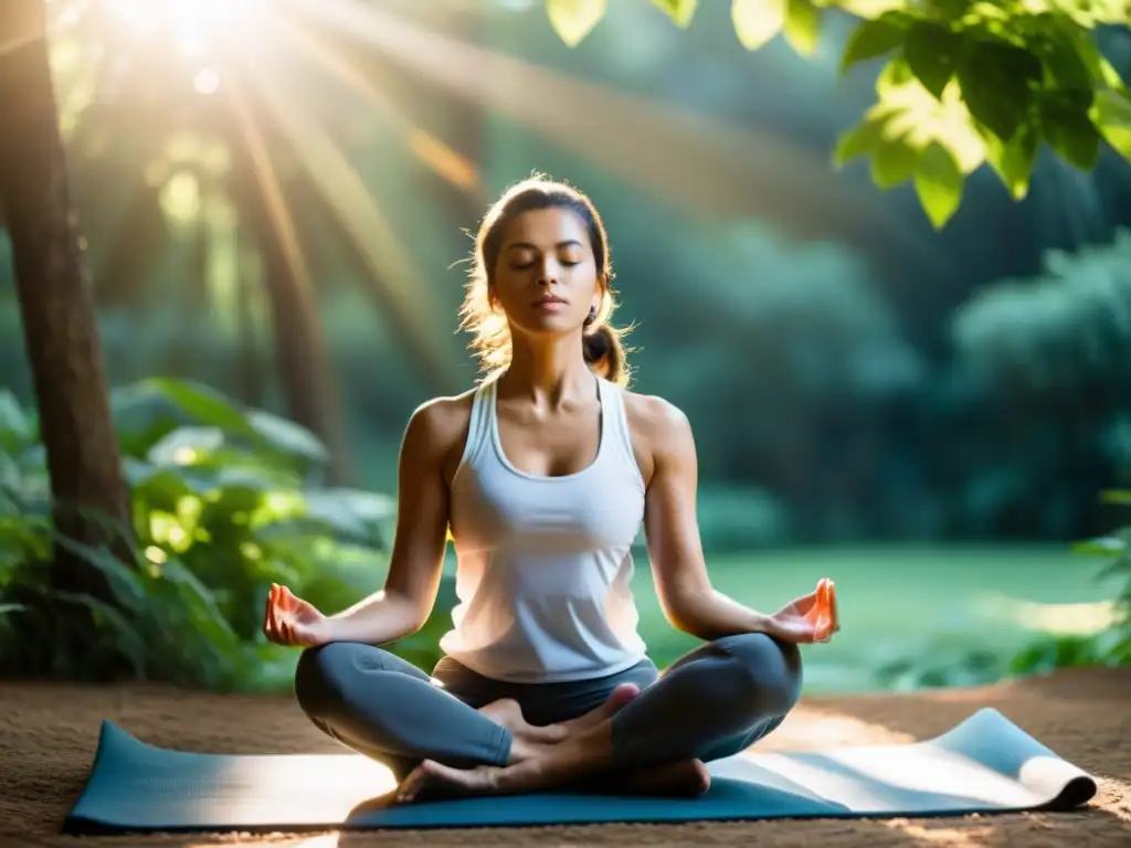 'Persona meditando al aire libre, disfrutando de los beneficios de una buena respiración en un entorno natural y sereno