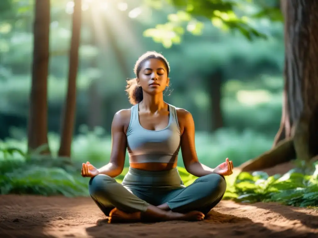 Persona practicando ejercicios de respiración diafragmática en un entorno tranquilo y natural, transmitiendo serenidad y alivio para el dolor crónico