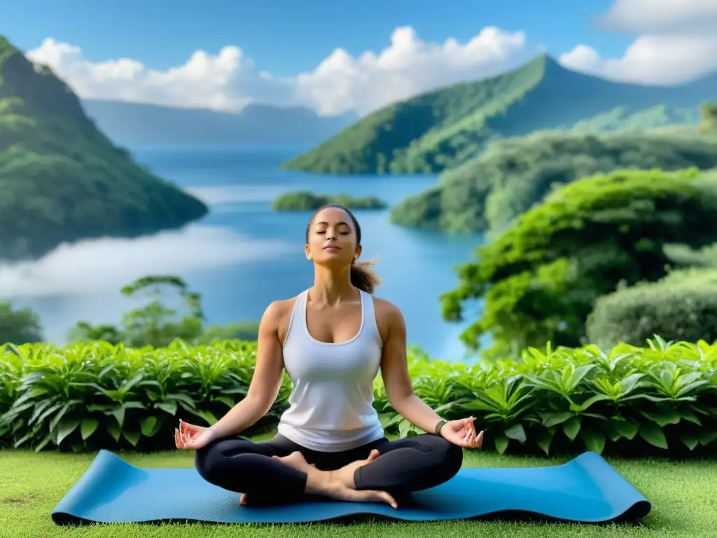 Persona practicando ejercicios de respiración profunda al aire libre, rodeada de naturaleza, para mejorar función respiratoria