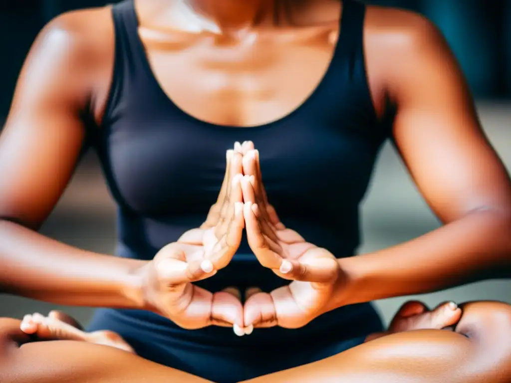 Persona en meditación practicando Kapalabhati, con serena concentración