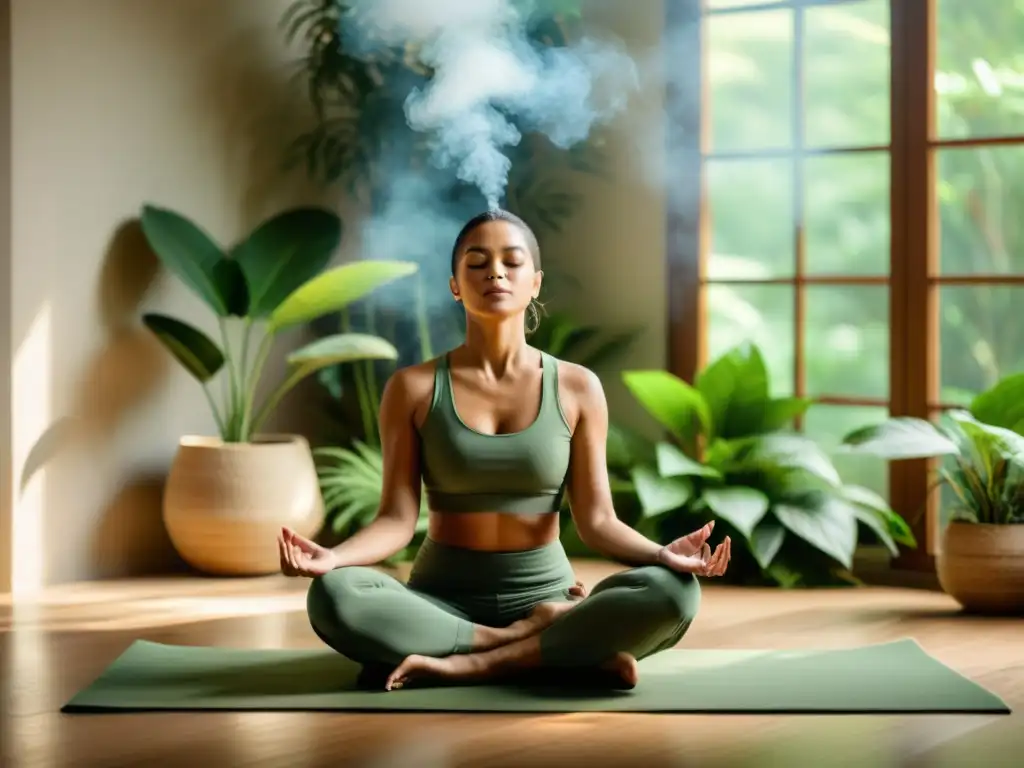 Persona practicando Pranayama en un entorno sereno, con beneficios del pranayama para concentración