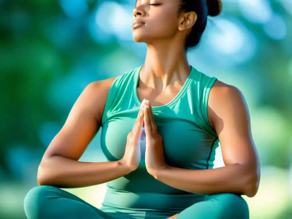 Persona practicando la respiración diafragmática, transmitiendo tranquilidad con su serena expresión y ambiente relajado