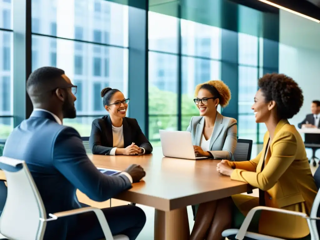 Profesionales diversificados intercambian ideas en una reunión colaborativa