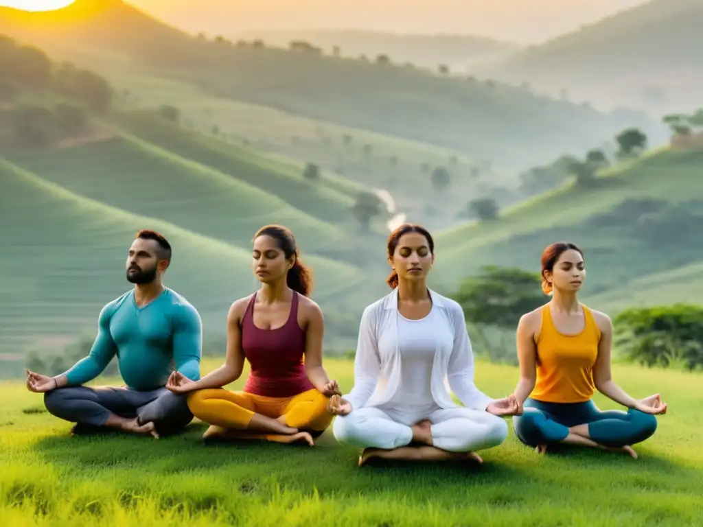 Un retiro de yoga en la India ofrece beneficios para la respiración en un entorno sereno y armonioso al atardecer