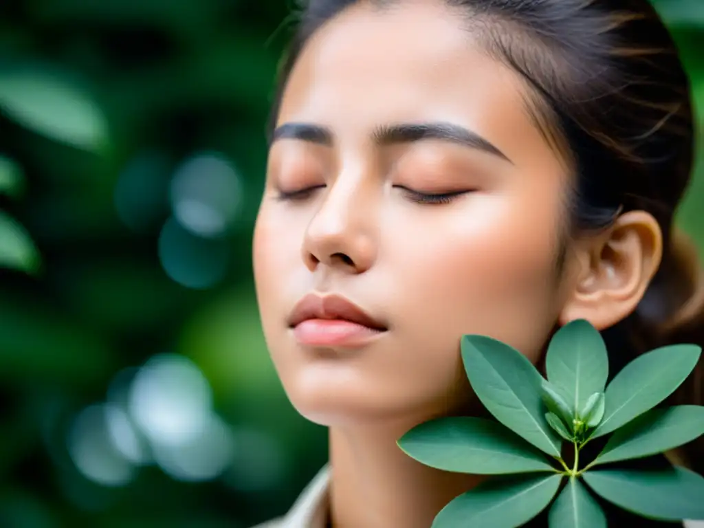 Retrato de una persona practicando respiración consciente con calma y serenidad, ideal para mejorar engagement en Instagram